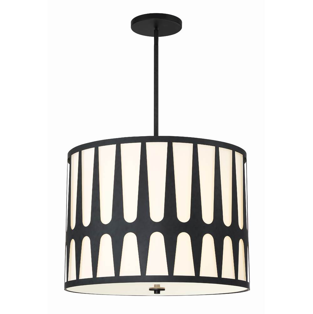Crystorama ROY-809-BK Black Royston 5 Light Black Pendant Image 1