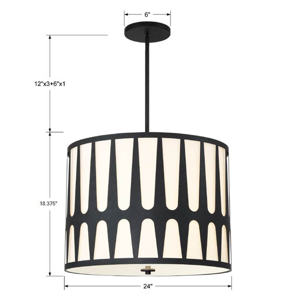 Crystorama ROY-809-BK Black Royston 5 Light Black Pendant Image 2