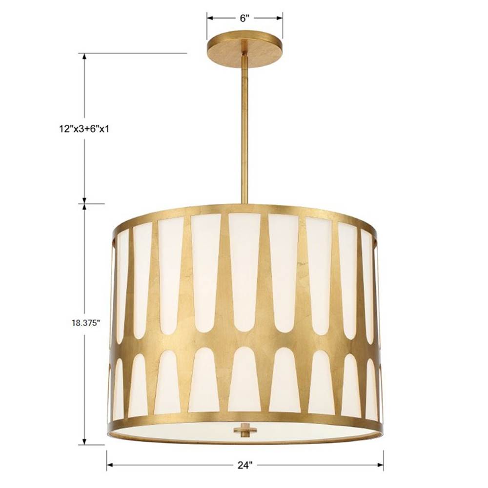 Crystorama ROY-809-GA Antique Gold Royston 5 Light Antique Gold Pendant Image 2