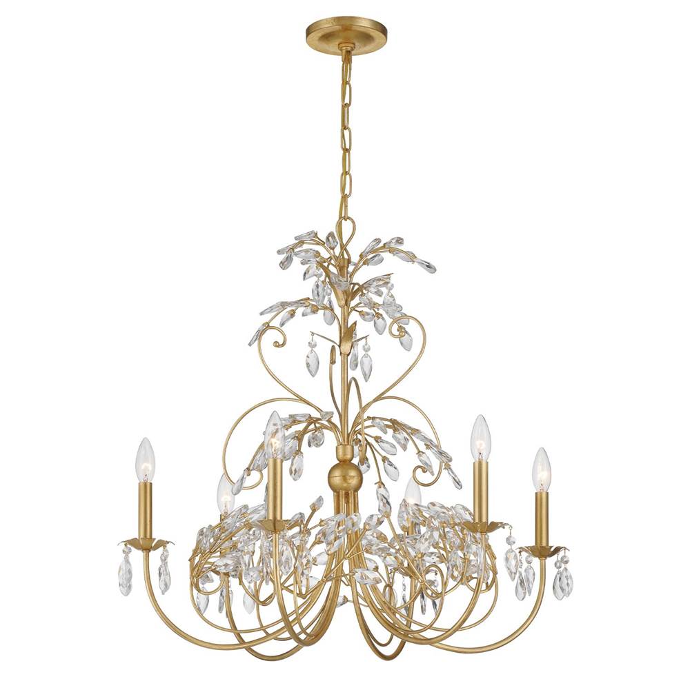 Crystorama SDE-4926-GA Antique Gold Sadie 6 Light Antique Gold Chandelier Image 1