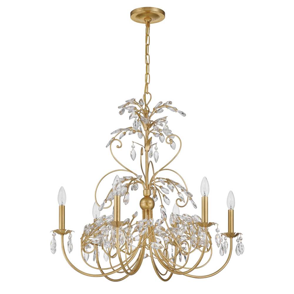 Crystorama Sadie 6 Light Antique Gold Chandelier