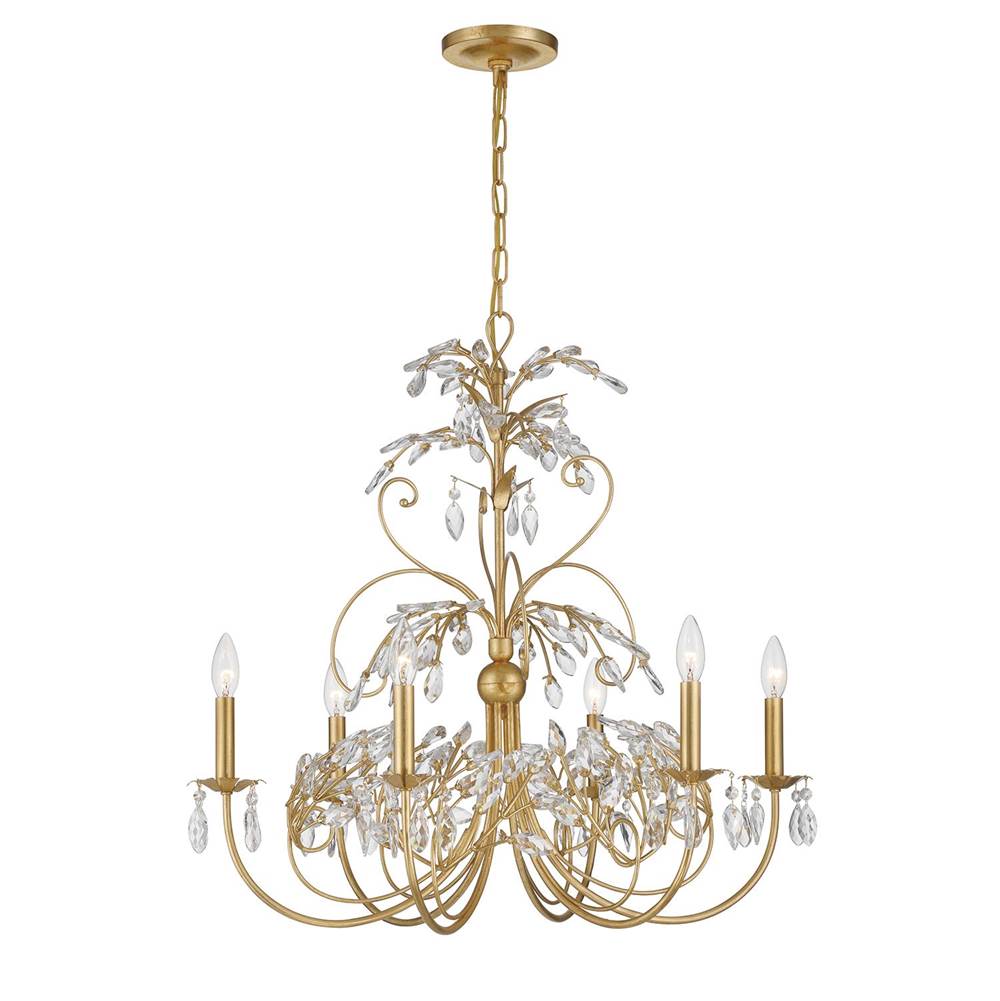 Crystorama SDE-4926-GA Antique Gold Sadie 6 Light Antique Gold Chandelier Image 5