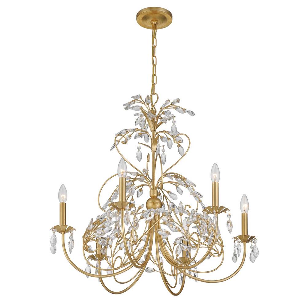 Crystorama SDE-4926-GA Antique Gold Sadie 6 Light Antique Gold Chandelier Image 4