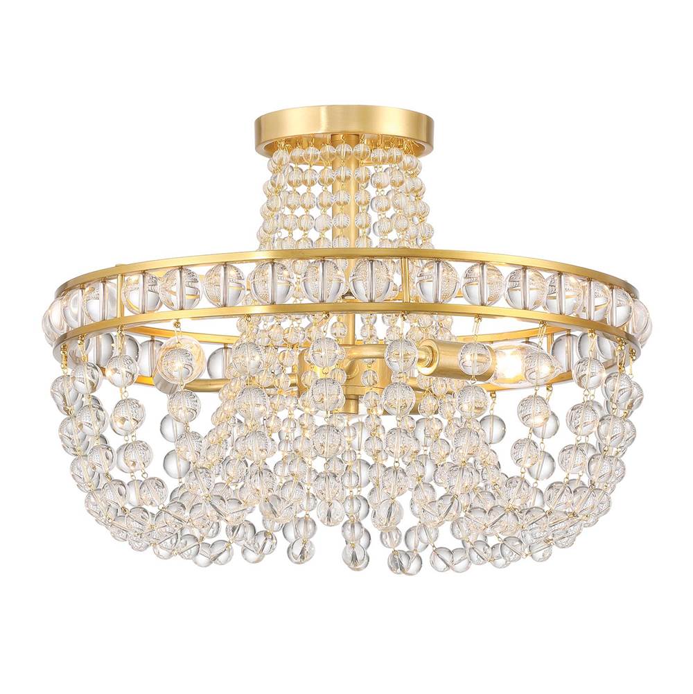 Crystorama SEV-1800-AG Aged Brass Seville 3 Light Aged Brass Semi Flush Mount Image 1