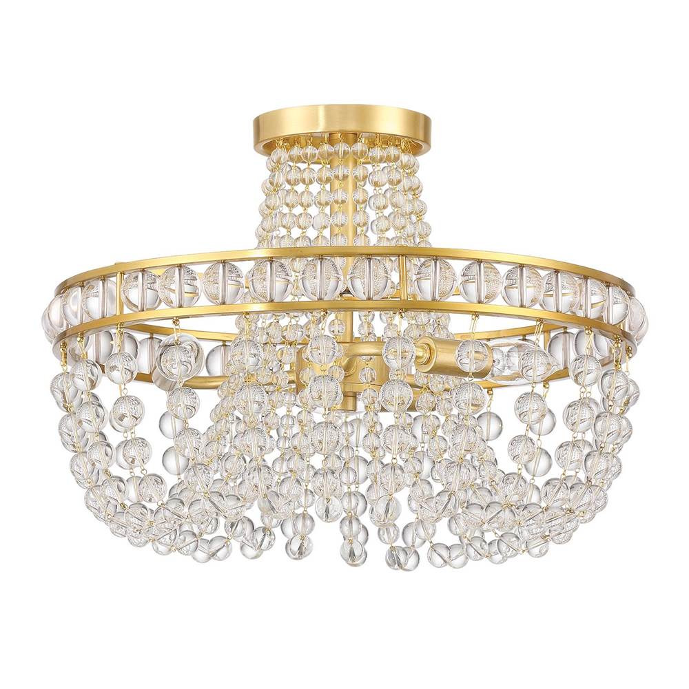 Crystorama Seville 3 Light Aged Brass Semi Flush Mount