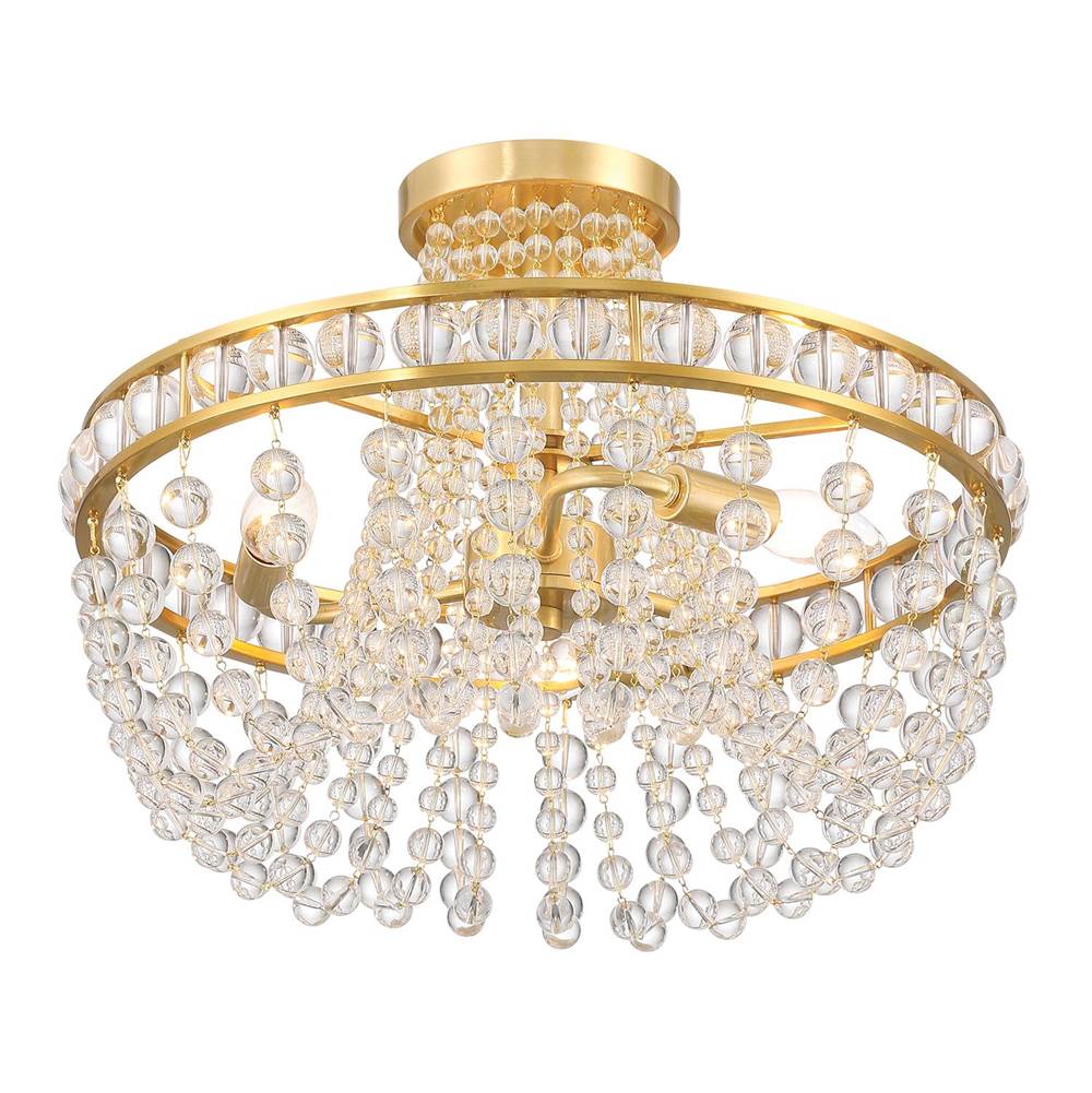 Crystorama SEV-1800-AG Aged Brass Seville 3 Light Aged Brass Semi Flush Mount Image 4