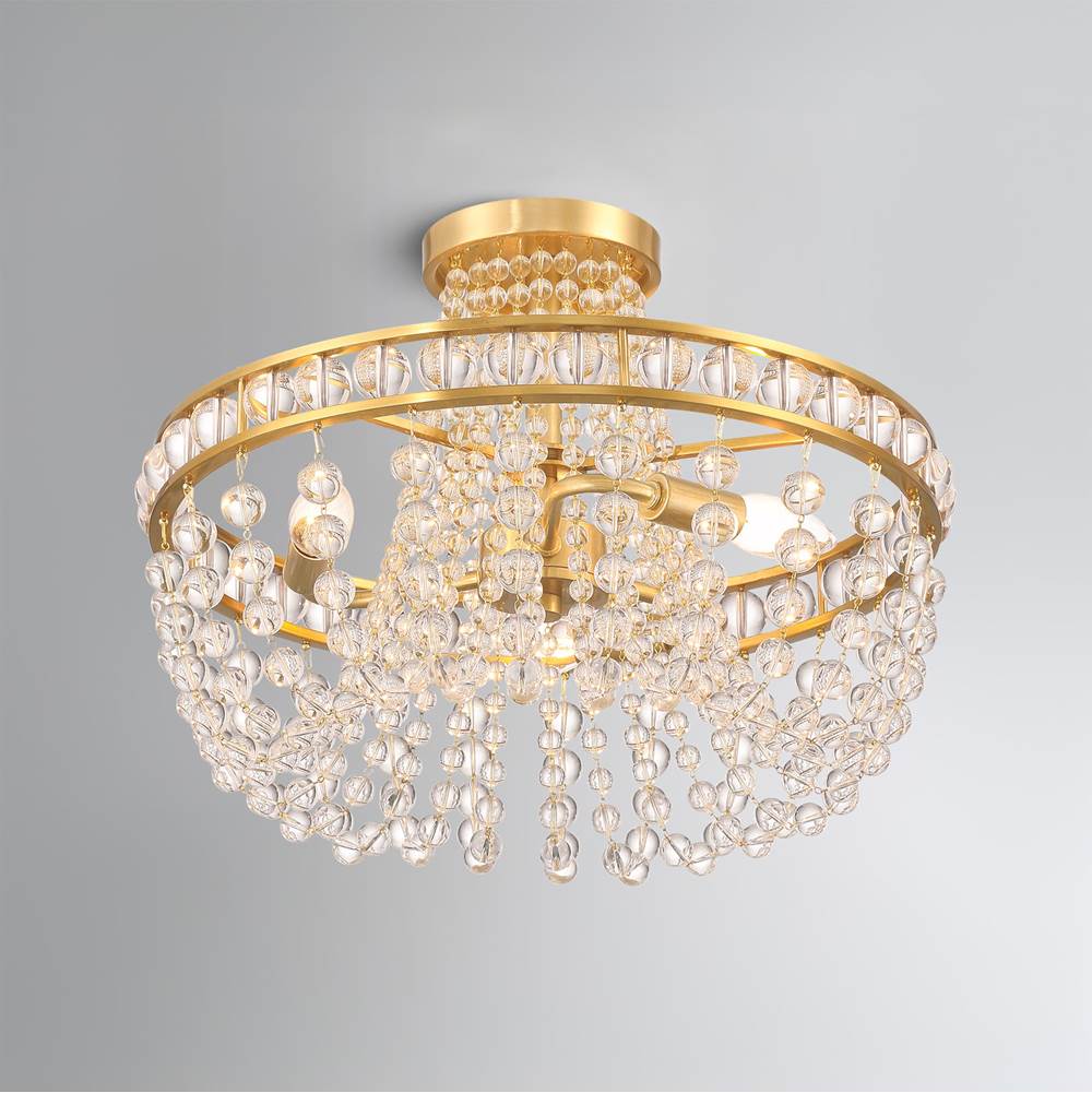 Crystorama SEV-1800-AG Aged Brass Seville 3 Light Aged Brass Semi Flush Mount Image 2