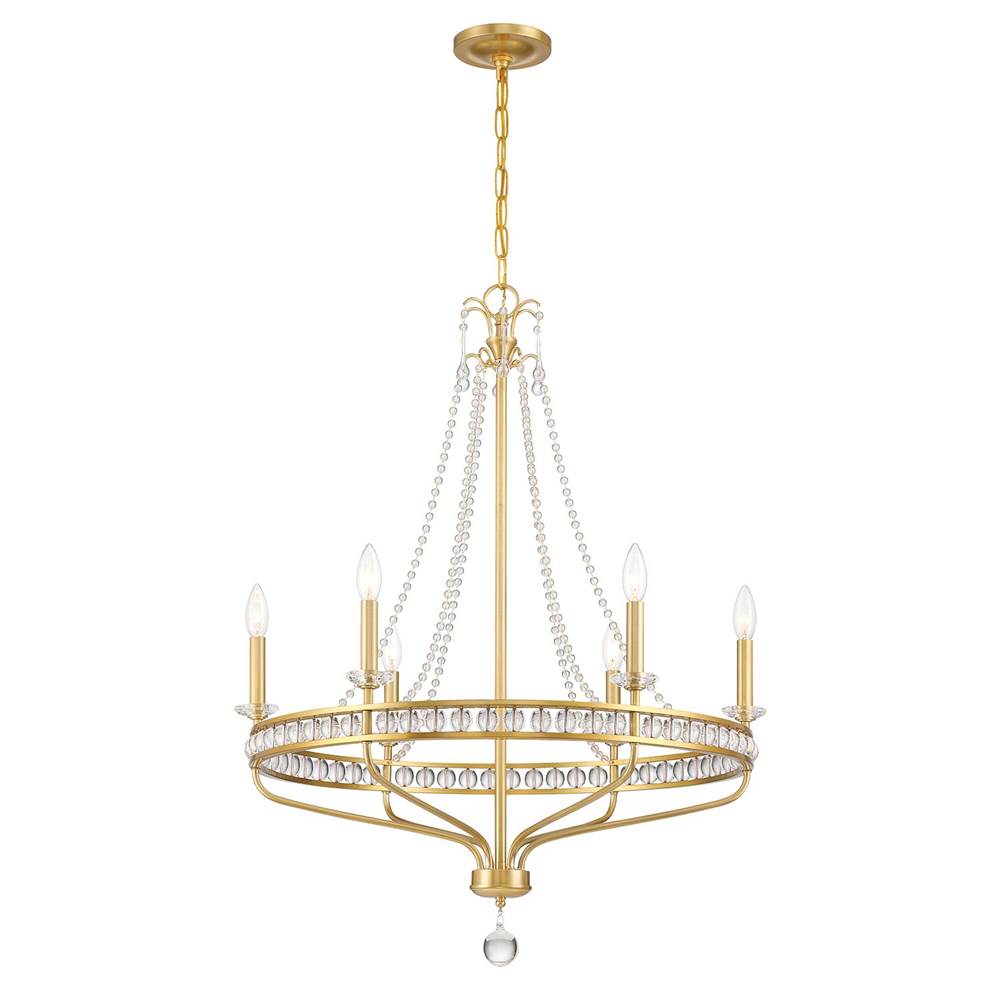 Crystorama SEV-1806-AG Aged Brass Seville 6 Light Aged Brass Chandelier Image 1