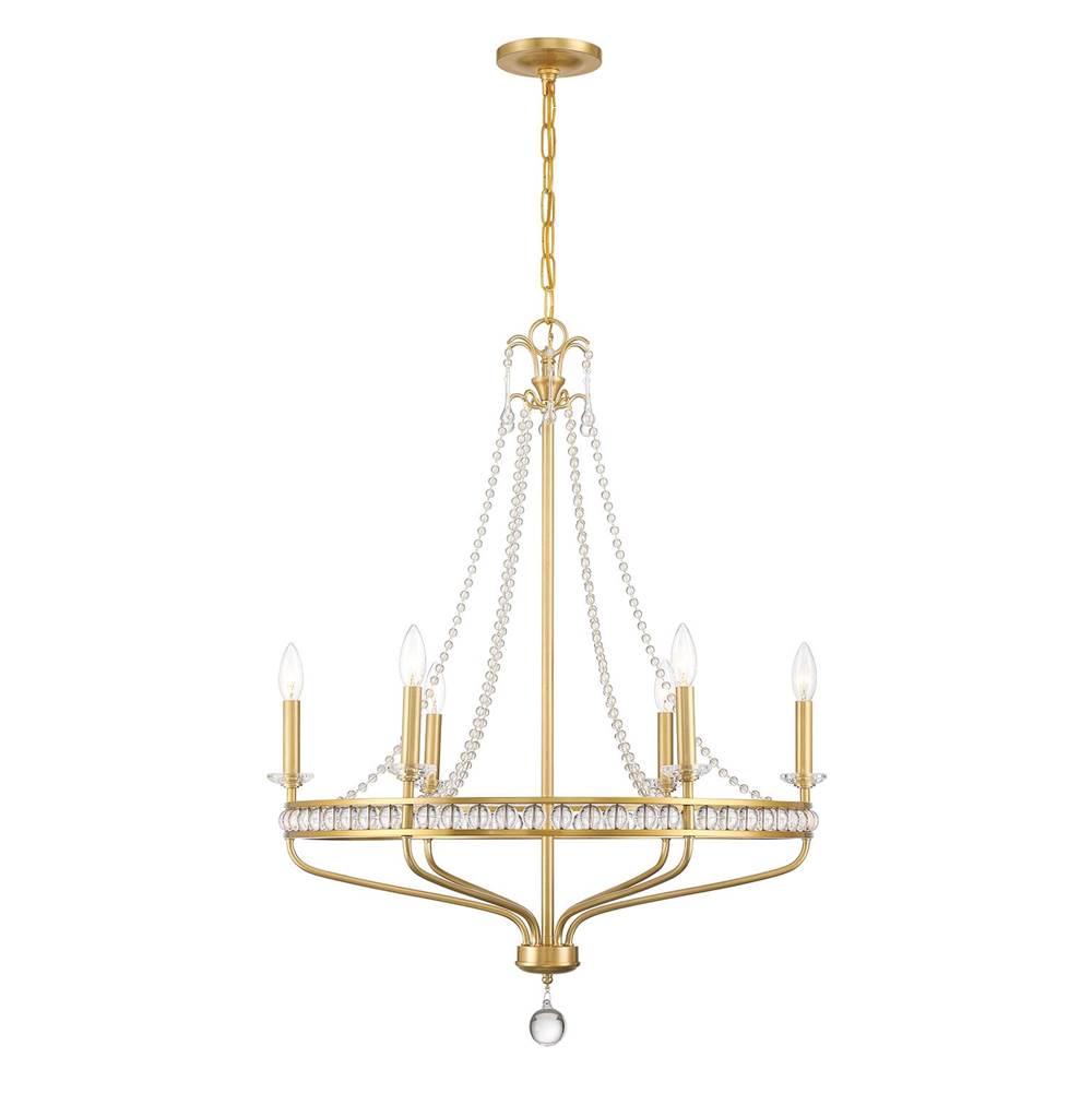 Crystorama SEV-1806-AG Aged Brass Seville 6 Light Aged Brass Chandelier Image 5