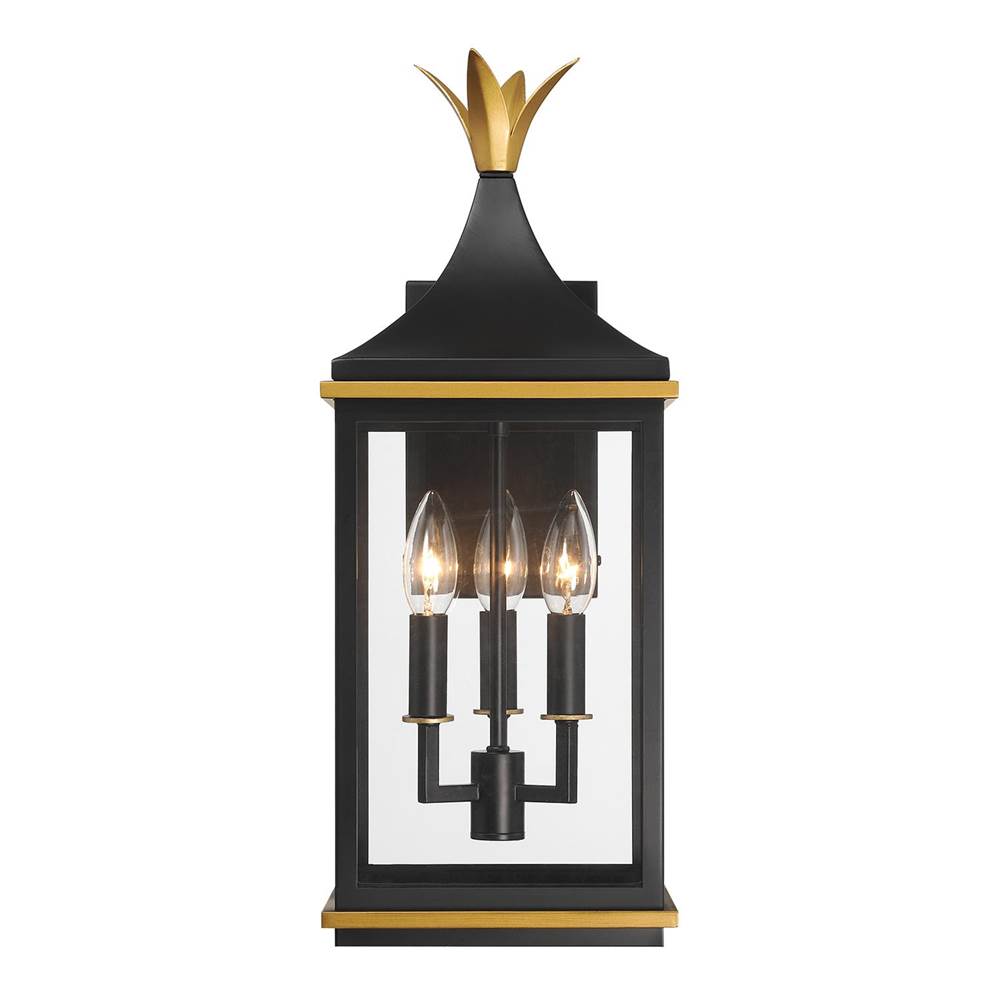 Crystorama SIM-801-MK-TG Matte Black,Textured Gold Simpson 3 Light Matte Black Plus Textured Gold Outdoor Sconce Image 6