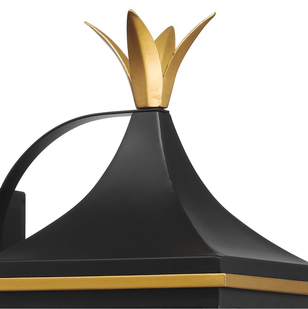 Crystorama SIM-801-MK-TG Matte Black,Textured Gold Simpson 3 Light Matte Black Plus Textured Gold Outdoor Sconce Image 4