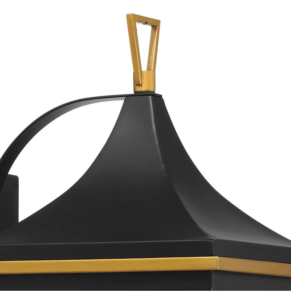 Crystorama SIM-801-MK-TG Matte Black,Textured Gold Simpson 3 Light Matte Black Plus Textured Gold Outdoor Sconce Image 3