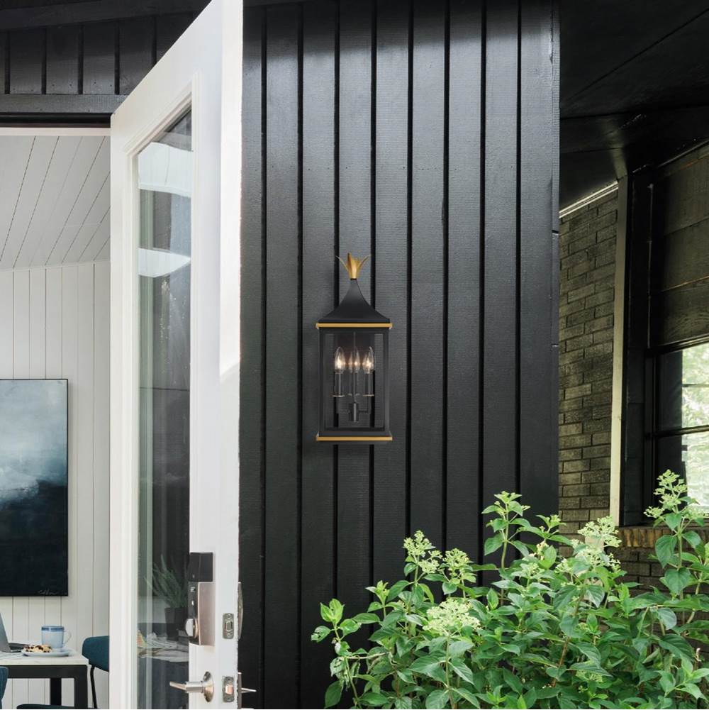 Crystorama SIM-801-MK-TG Matte Black,Textured Gold Simpson 3 Light Matte Black Plus Textured Gold Outdoor Sconce Image 2