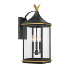 Crystorama SIM-803-MK-TG Matte Black,Textured Gold Simpson 3 Light Matte Black Plus Textured Gold Outdoor Sconce Image 1