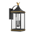 Crystorama Simpson 3 Light Matte Black Plus Textured Gold Outdoor Sconce