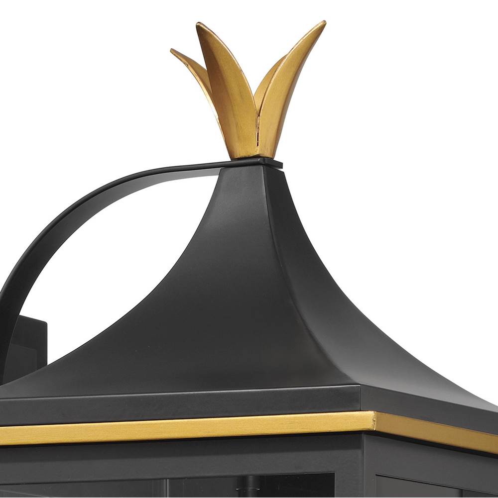 Crystorama SIM-803-MK-TG Matte Black,Textured Gold Simpson 3 Light Matte Black Plus Textured Gold Outdoor Sconce Image 4