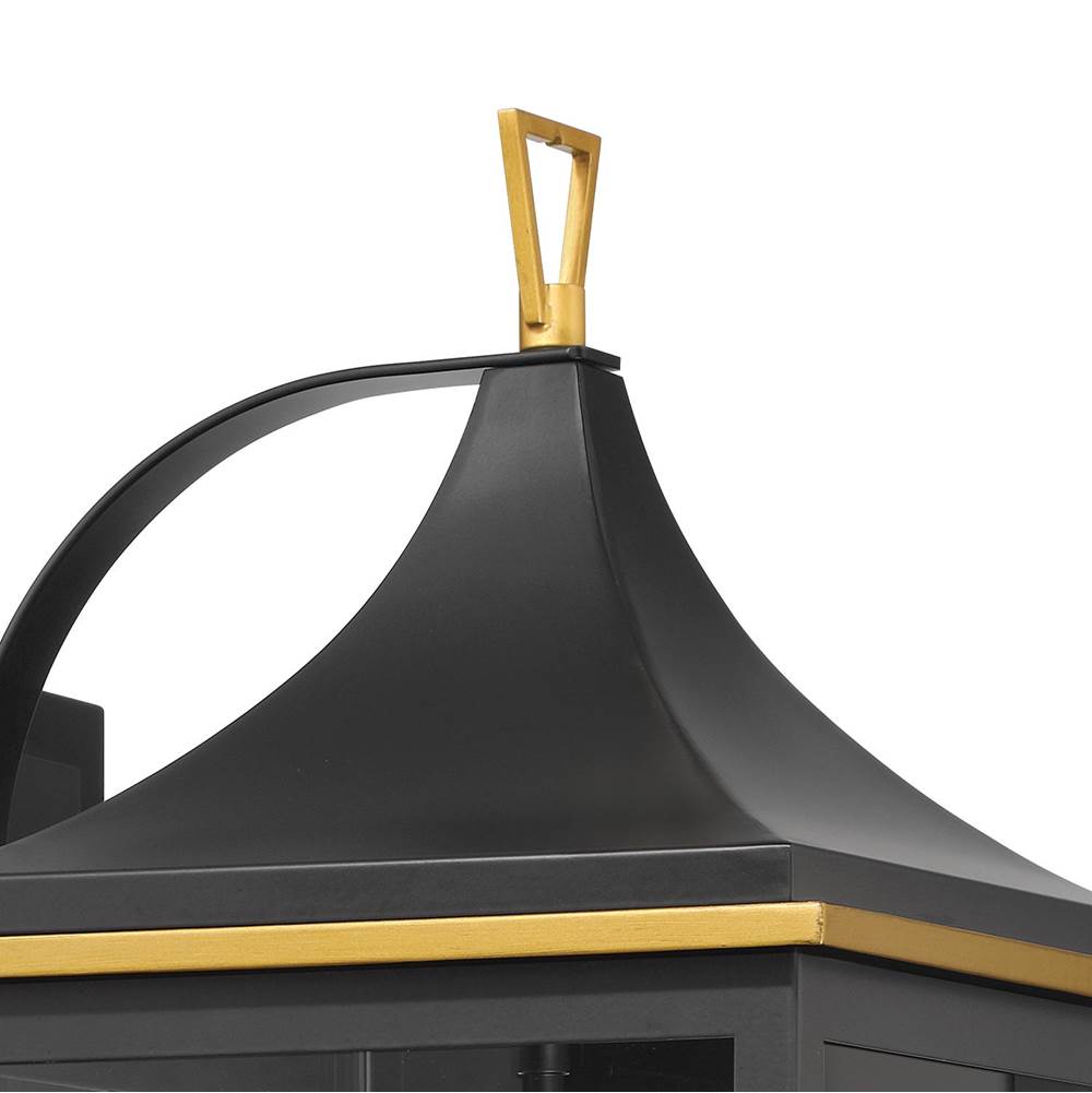 Crystorama SIM-803-MK-TG Matte Black,Textured Gold Simpson 3 Light Matte Black Plus Textured Gold Outdoor Sconce Image 3