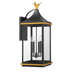 Crystorama Simpson 4 Light Matte Black Plus Textured Gold Outdoor Sconce