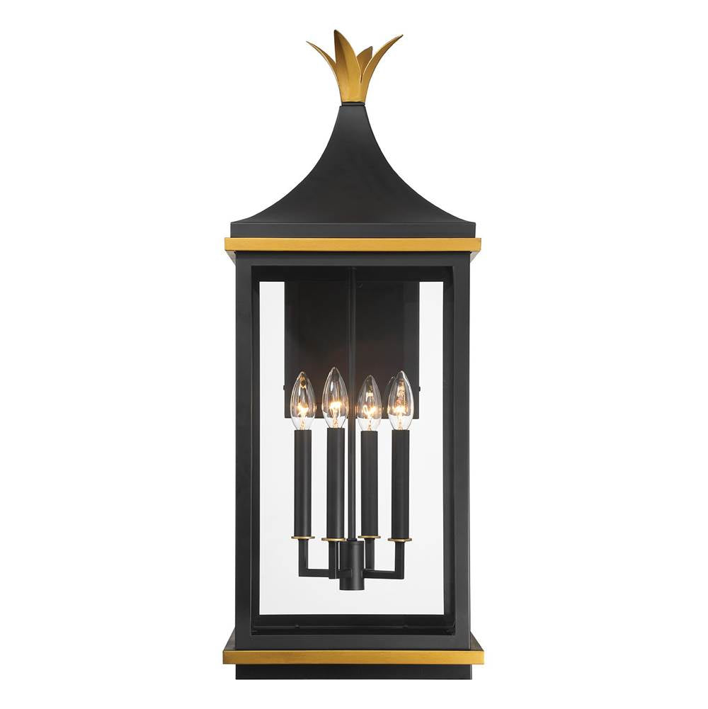 Crystorama SIM-804-MK-TG Matte Black,Textured Gold Simpson 4 Light Matte Black Plus Textured Gold Outdoor Sconce Image 6