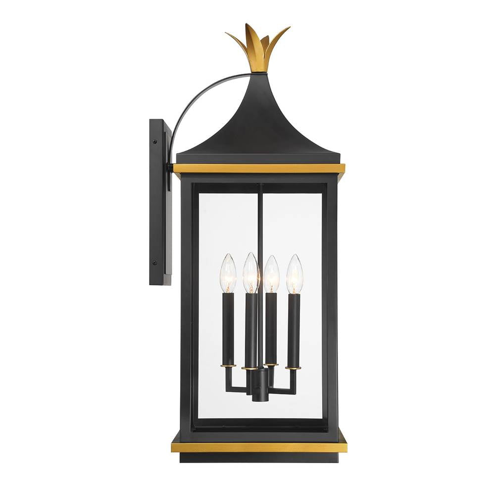 Crystorama SIM-804-MK-TG Matte Black,Textured Gold Simpson 4 Light Matte Black Plus Textured Gold Outdoor Sconce Image 5