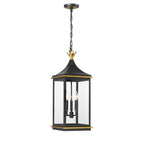 Crystorama SIM-805-MK-TG Matte Black,Textured Gold Simpson 3 Light Matte Black Plus Textured Gold Outdoor Pendant Image 1