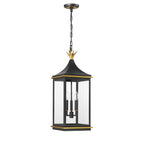 Crystorama Simpson 3 Light Matte Black Plus Textured Gold Outdoor Pendant