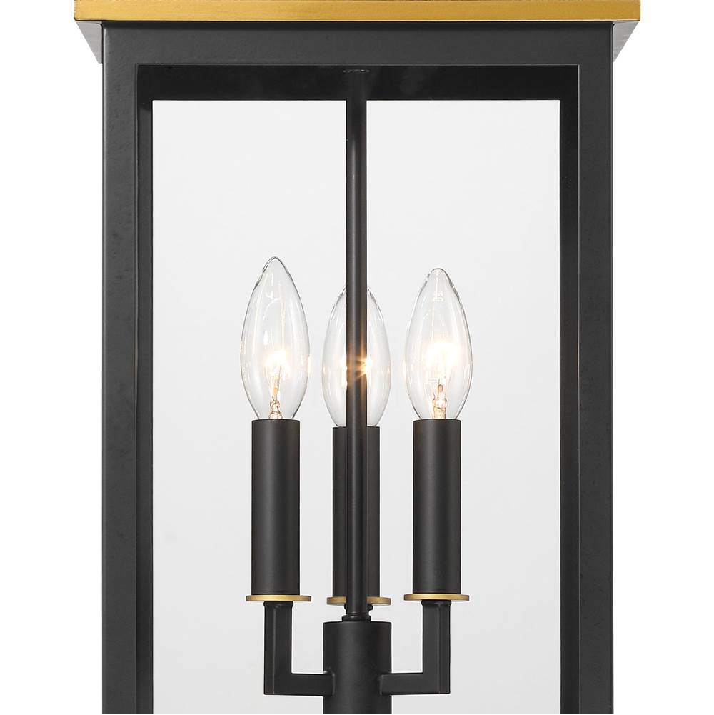 Crystorama SIM-805-MK-TG Matte Black,Textured Gold Simpson 3 Light Matte Black Plus Textured Gold Outdoor Pendant Image 4