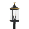 Crystorama SIM-809-MK-TG Matte Black,Textured Gold Simpson 3 Light Matte Black Plus Textured Gold Outdoor Post Image 1