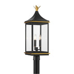 Crystorama SIM-809-MK-TG Matte Black,Textured Gold Simpson 3 Light Matte Black Plus Textured Gold Outdoor Post Image 1