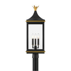 Crystorama SIM-809-MK-TG Matte Black,Textured Gold Simpson 3 Light Matte Black Plus Textured Gold Outdoor Post Image 6