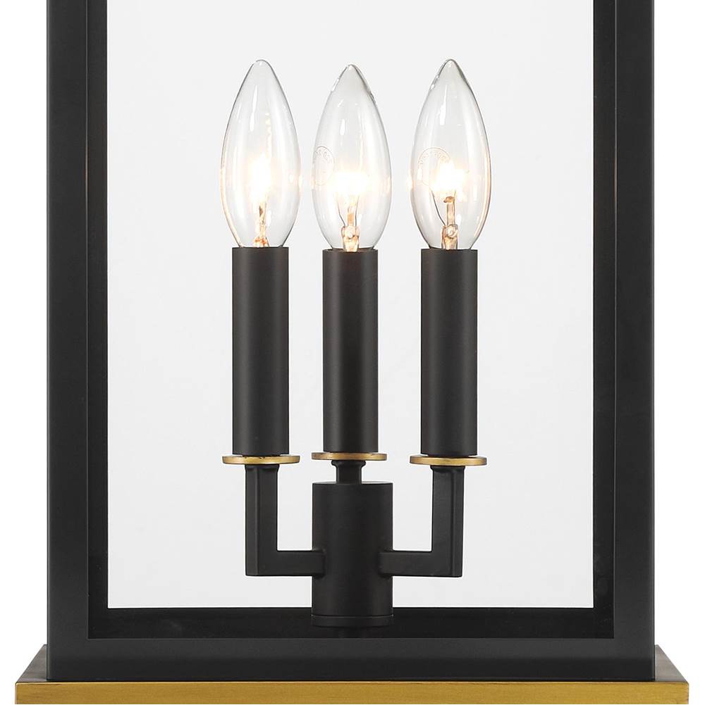 Crystorama SIM-809-MK-TG Matte Black,Textured Gold Simpson 3 Light Matte Black Plus Textured Gold Outdoor Post Image 5