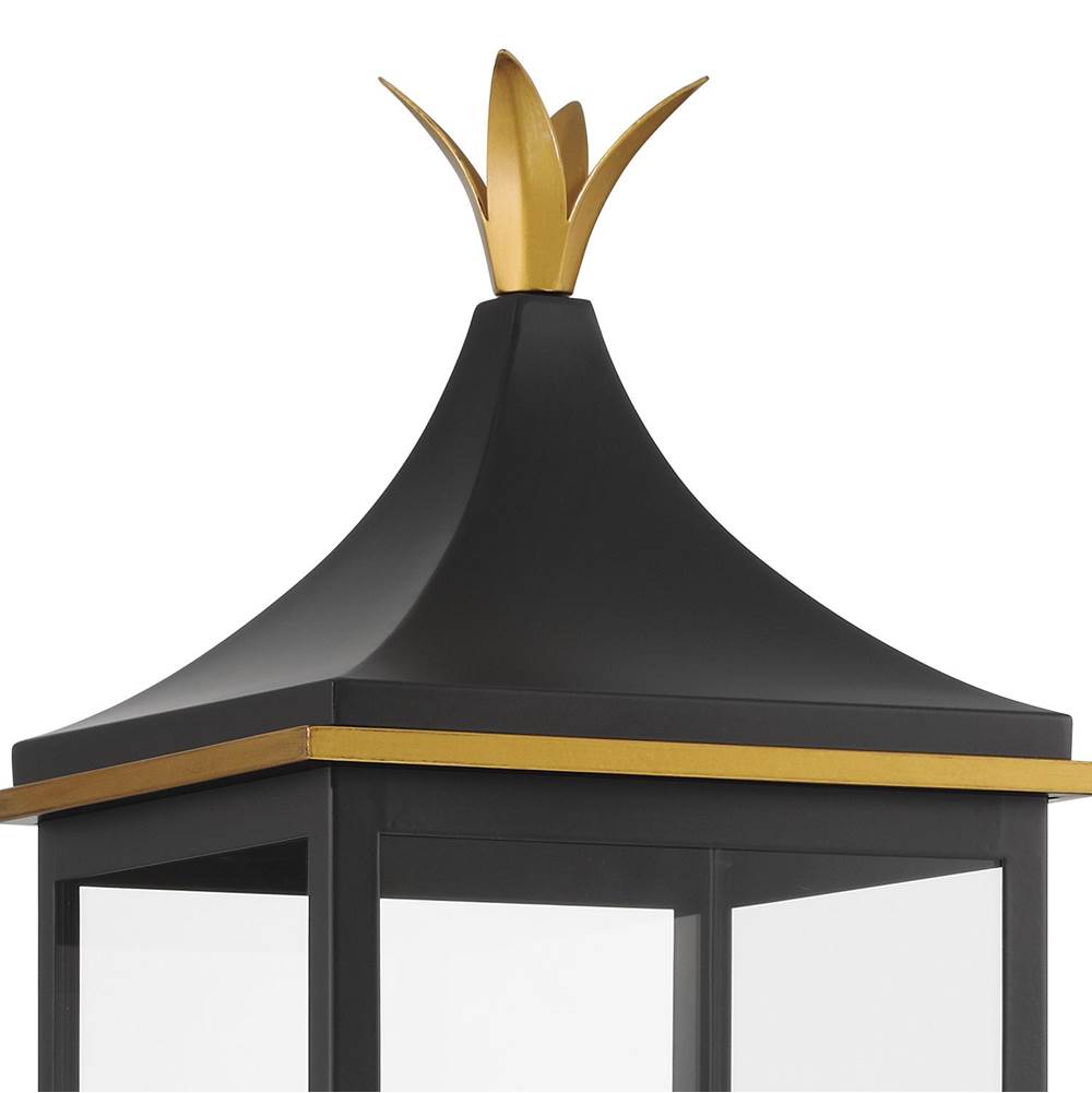 Crystorama SIM-809-MK-TG Matte Black,Textured Gold Simpson 3 Light Matte Black Plus Textured Gold Outdoor Post Image 4