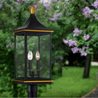 Crystorama SIM-809-MK-TG Matte Black,Textured Gold Simpson 3 Light Matte Black Plus Textured Gold Outdoor Post Image 2