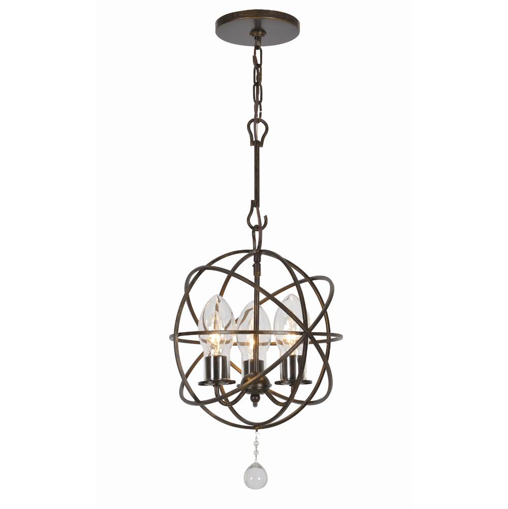Crystorama SOL-9325-EB English Bronze Solaris 3 Light English Bronze Sphere Outdoor Chandelier Image 1