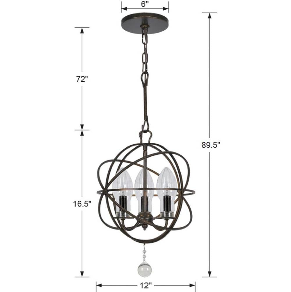 Crystorama SOL-9325-EB English Bronze Solaris 3 Light English Bronze Sphere Outdoor Chandelier Image 2