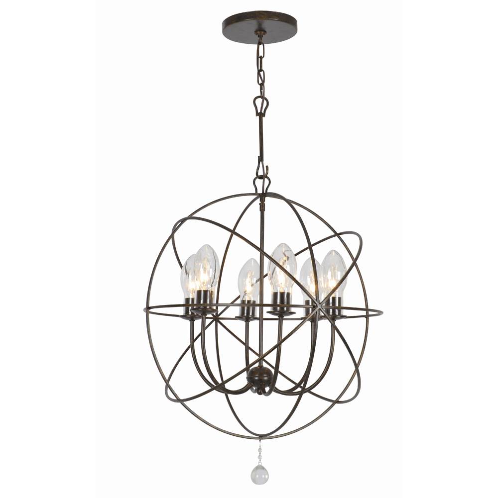 Crystorama SOL-9326-EB English Bronze Solaris 6 Light English Bronze Sphere Outdoor Chandelier Image 1