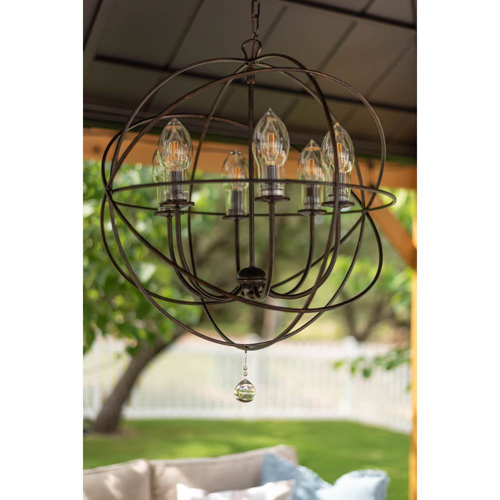 Crystorama Solaris 6 Light English Bronze Sphere Outdoor Chandelier