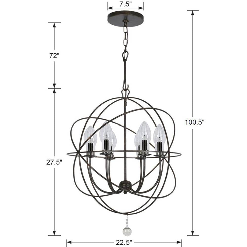Crystorama SOL-9326-EB English Bronze Solaris 6 Light English Bronze Sphere Outdoor Chandelier Image 2
