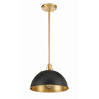 Crystorama Soto 1 Light Matte Black  Plus  Antique Gold Pendant