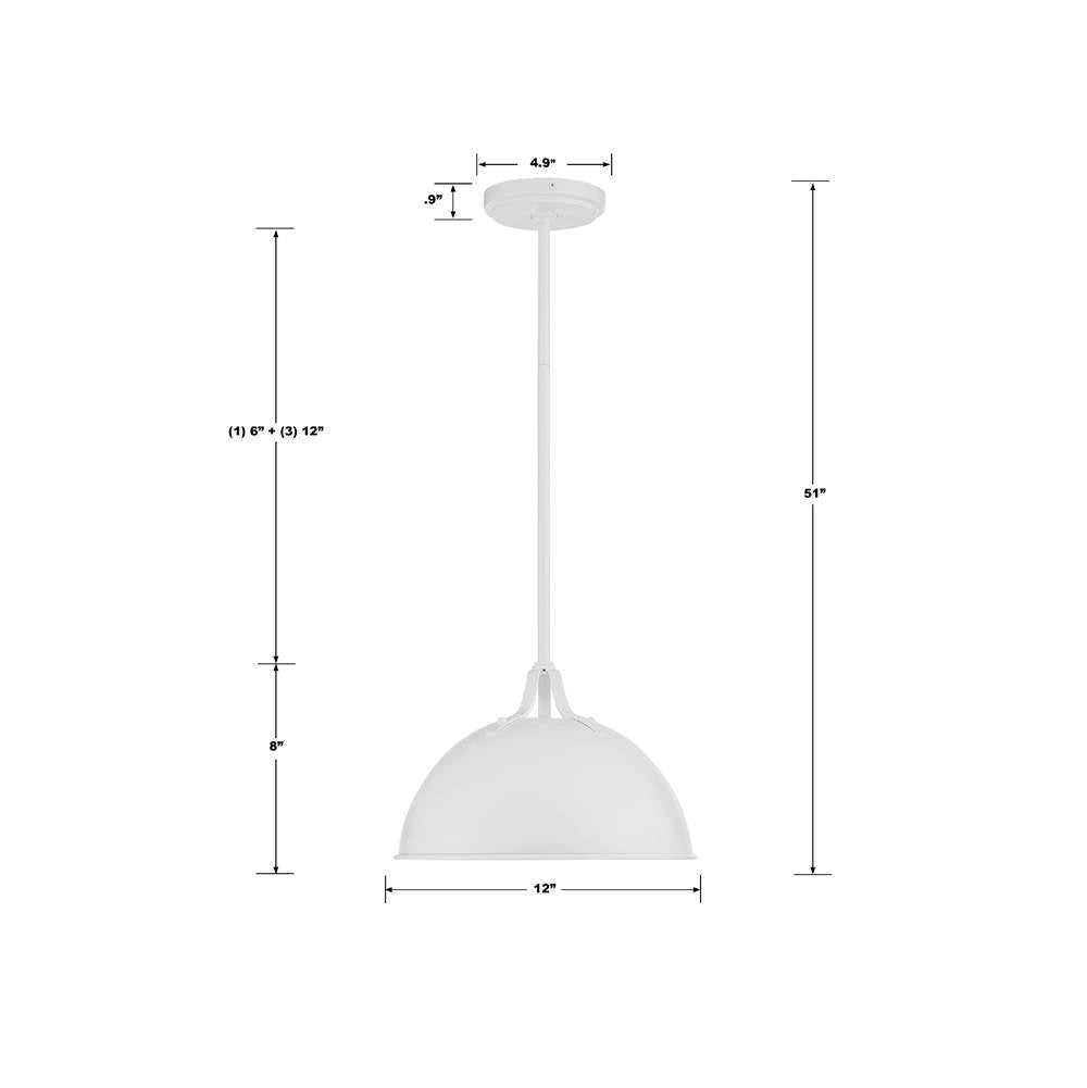 Crystorama SOT-18013-WH White Soto 1 Light White Pendant Image 2