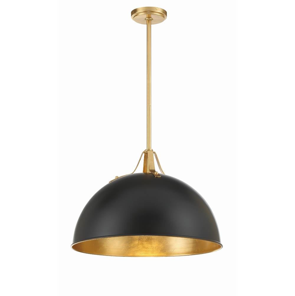 Crystorama Soto 1 Light Matte Black  Plus  Antique Gold Pendant