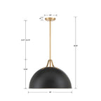 Crystorama SOT-18015-MK-GA Matte Black,Antique Gold Soto 1 Light Matte Black  Plus  Antique Gold Pendant Image 2