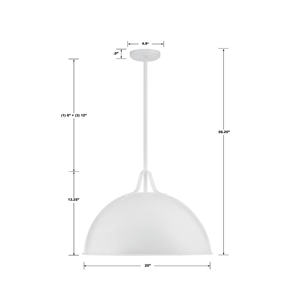 Crystorama SOT-18015-WH White Soto 1 Light White Pendant Image 2