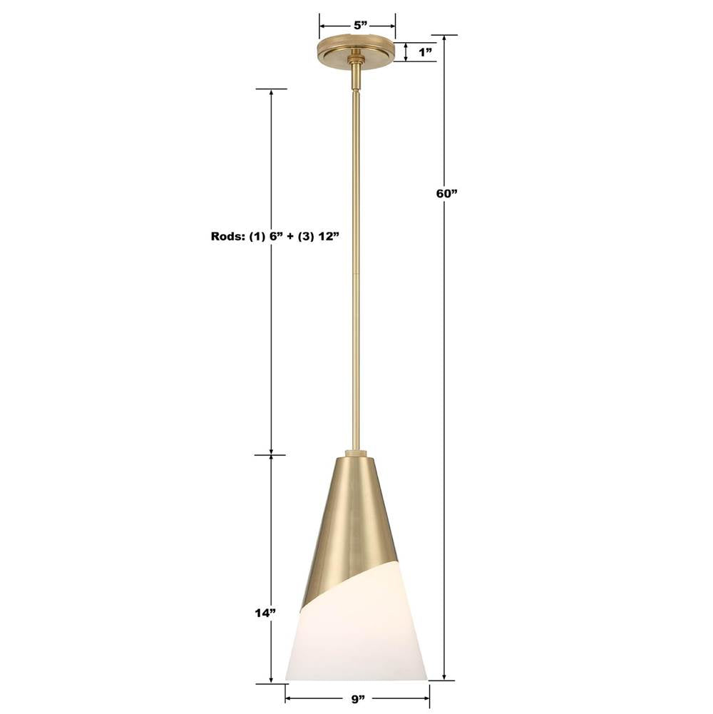 Crystorama TOR-901-VG Vibrant Gold Brian Patrick Flynn Tori 1 Light Vibrant Gold Pendant Image 3