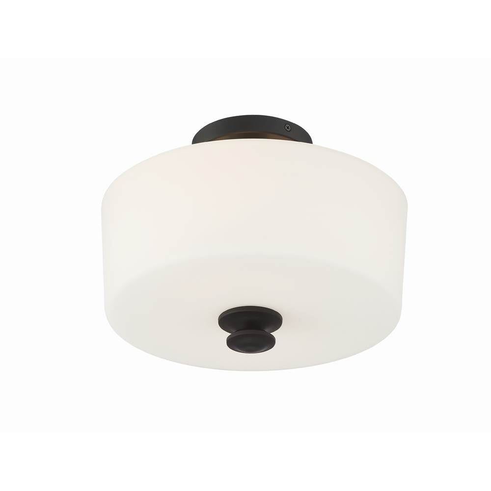 Crystorama Travis 2 Light Black Forged Ceiling Mount