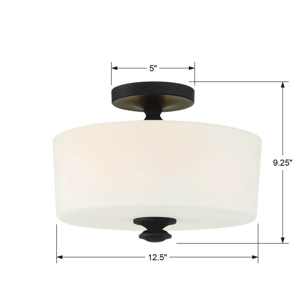 Crystorama TRA-A3302-BF Black Forged Travis 2 Light Black Forged Ceiling Mount Image 2