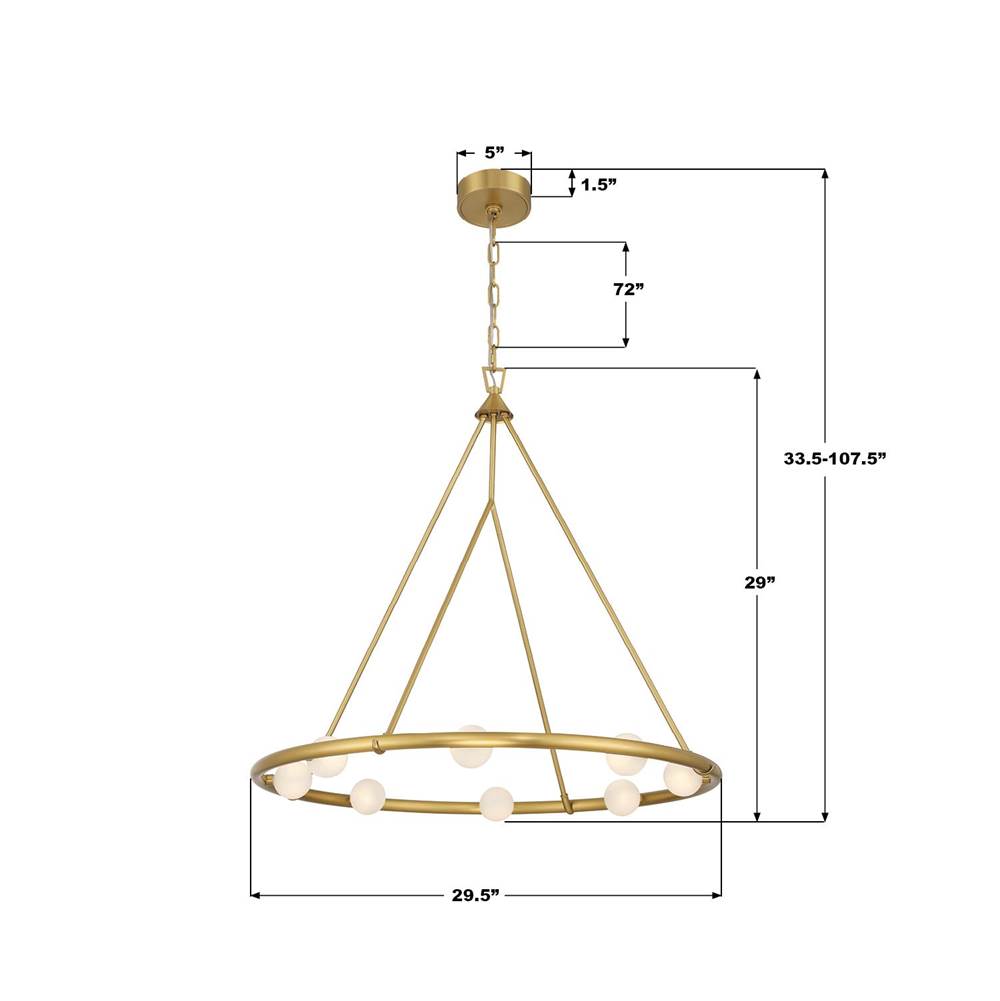 Crystorama TRL-2805-LG Luxe Gold Terrell 29.5'' Led Luxe Gold Chandelier Image 3