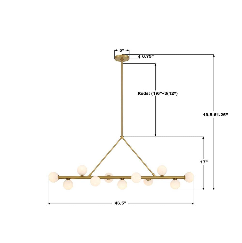 Crystorama TRL-2807-LG Luxe Gold Terrell 46.5'' Led Luxe Gold Linear Chandelier Image 3