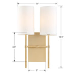 Crystorama VER-242-AG Aged Brass Veronica 2 Light Aged Brass Wall Mount Image 2