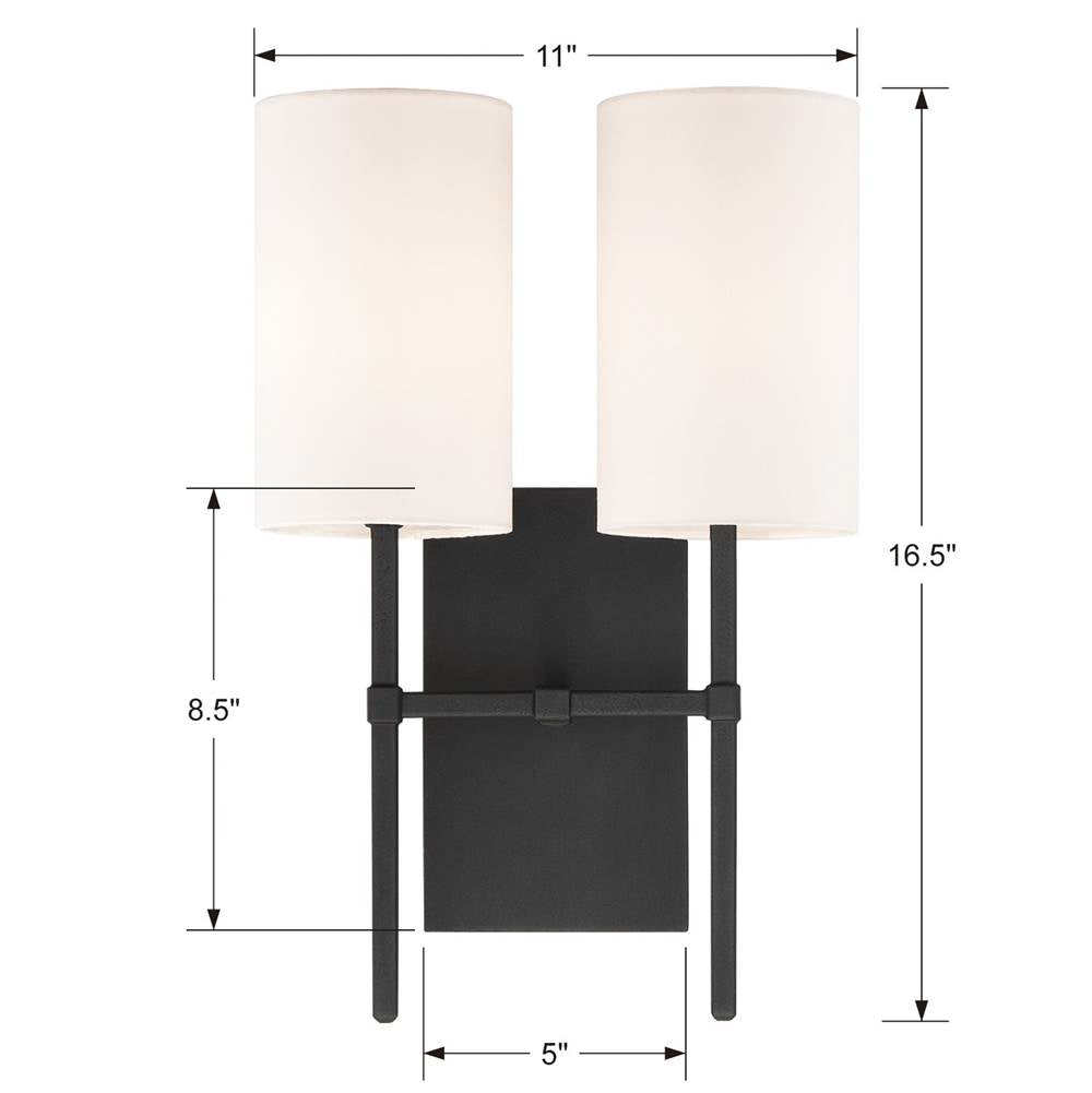 Crystorama VER-242-BF Black Forged Veronica 2 Light Black Forged Wall Mount Image 2